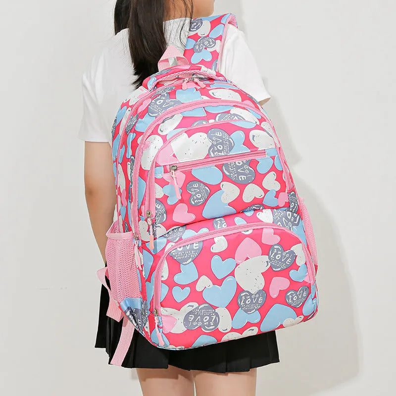 Children's blue Oxford cloth school backpack with air cushion shoulder straps and large main compartment
