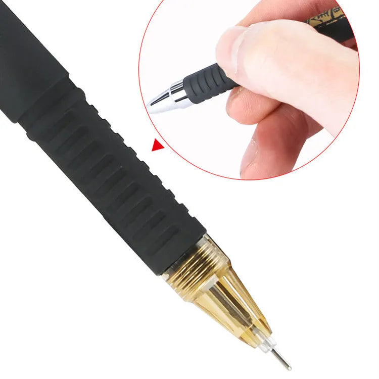Set of 8 black gel pens with two tip styles: bullet tip and needle tip options