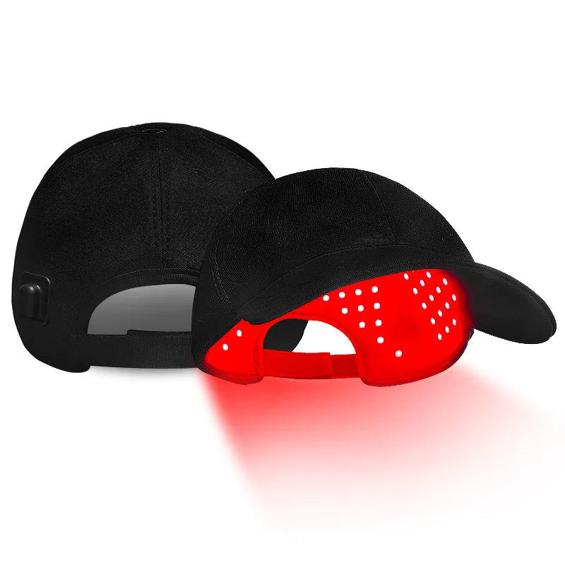 Black duckbill-style infrared hair growth cap with 180 red LEDs and a separate controller.