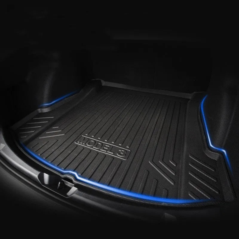 Rubber Tesla car floor mats with TPE footrests for Model 3, Y, S, and X vehicles