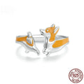 Silver electroplated adjustable corgi dog ring with cartoon design