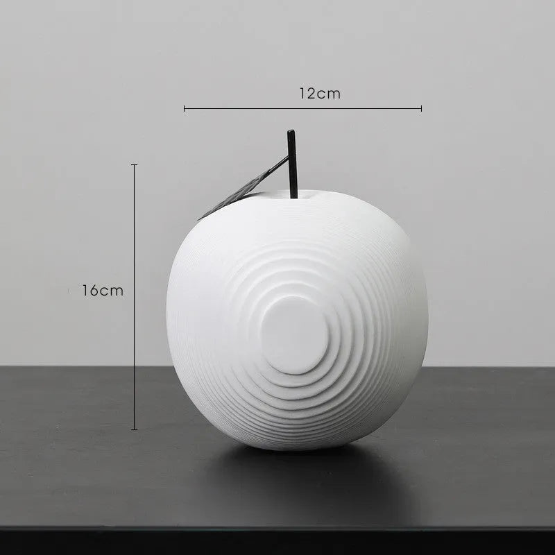 Resin decorative crafts with apple and pear designs in white, orange, black, and blue colour options