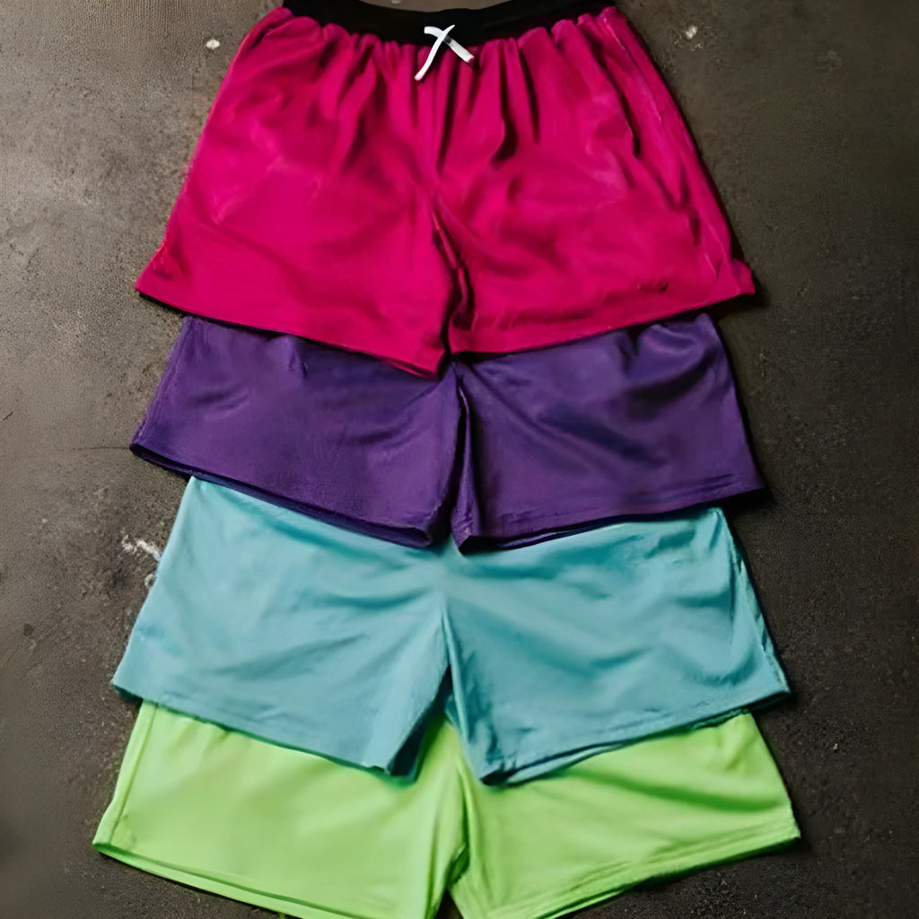 Men's solid colour mesh quick-drying shorts for running and fitness training in summer.