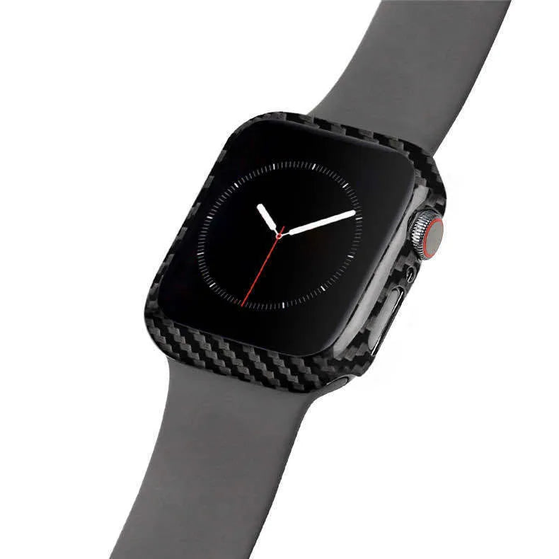 Carbon fibre and leather half-wrap case for black Apple Watch Series 4 44mm
