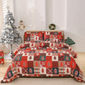 Christmas red and black plaid patterned quilt cover and pillowcases on a bed