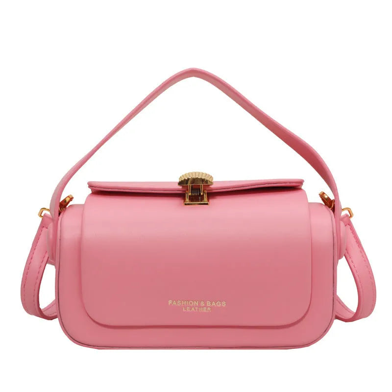 Women's personalised PU leather messenger bag with embossed lettering in beige colour