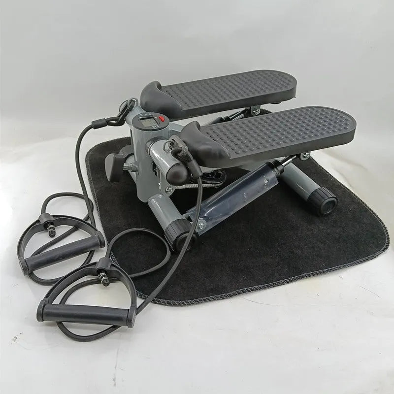 Silver grey hydraulic mini treadmill with pedalling machine for waist slimming and home fitness