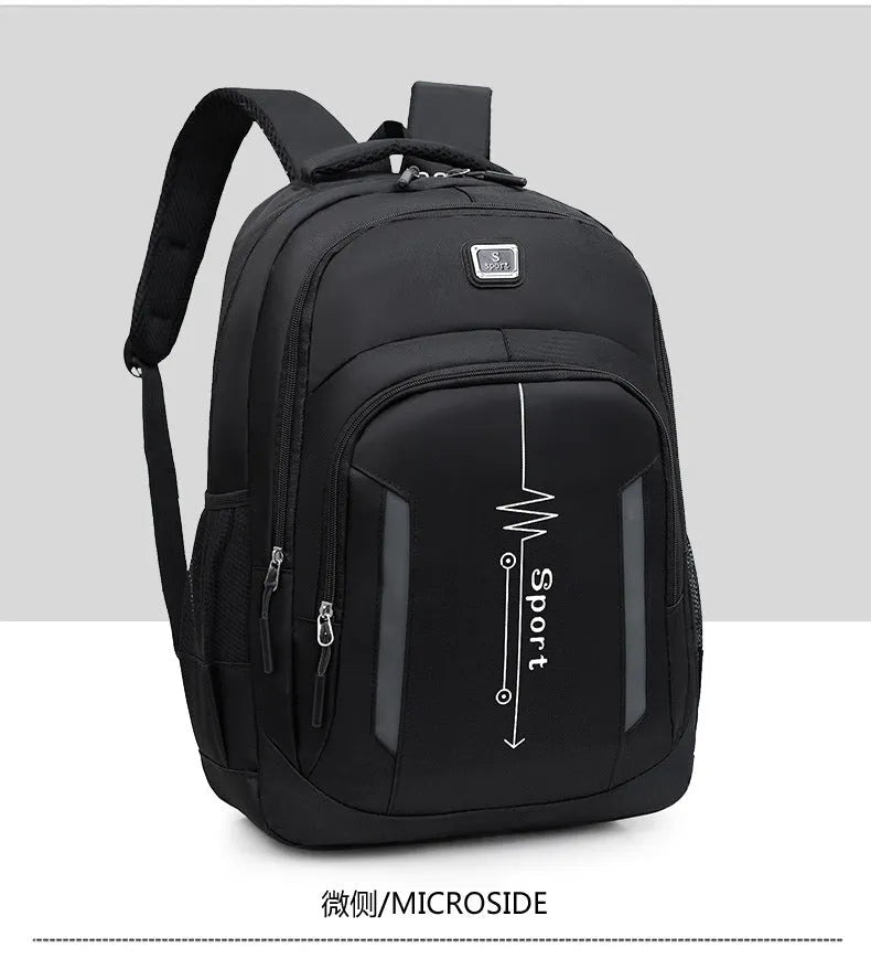 Capacity backpack in oxford cloth with airpillow straps showing sewing line details