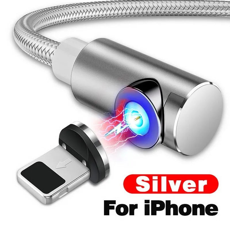 Black magnetic charging cable with aluminium alloy connectors and Micro USB, Type C, and Apple compatible magnetic tips.