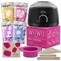 27 piece hair removal waxing kit with wax warmer, four coloured wax beads and application sticks
