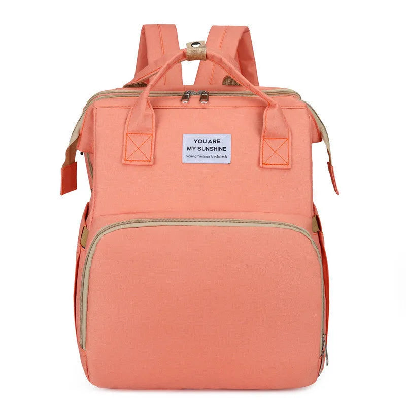 Nylon mother and baby bag with curved shoulder strap and USB charging port in multiple colour options