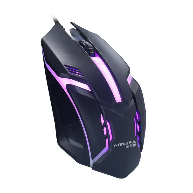 Wired USB luminous mouse in black or white with 1600DPI resolution and 1.3 metre cable