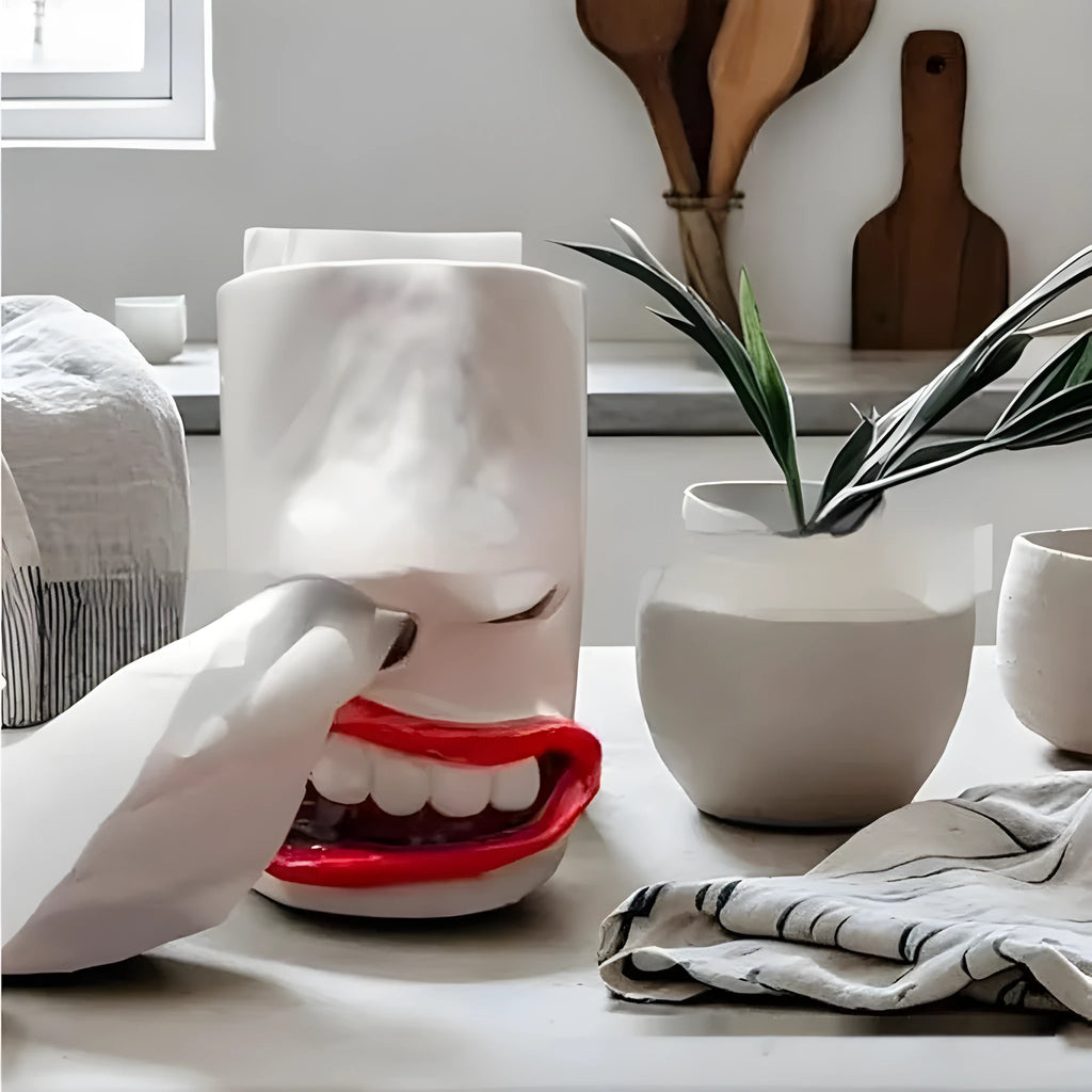 Resin American style decorative tissue box holder on a desk, dimensions 8.5cm by 14.6cm.