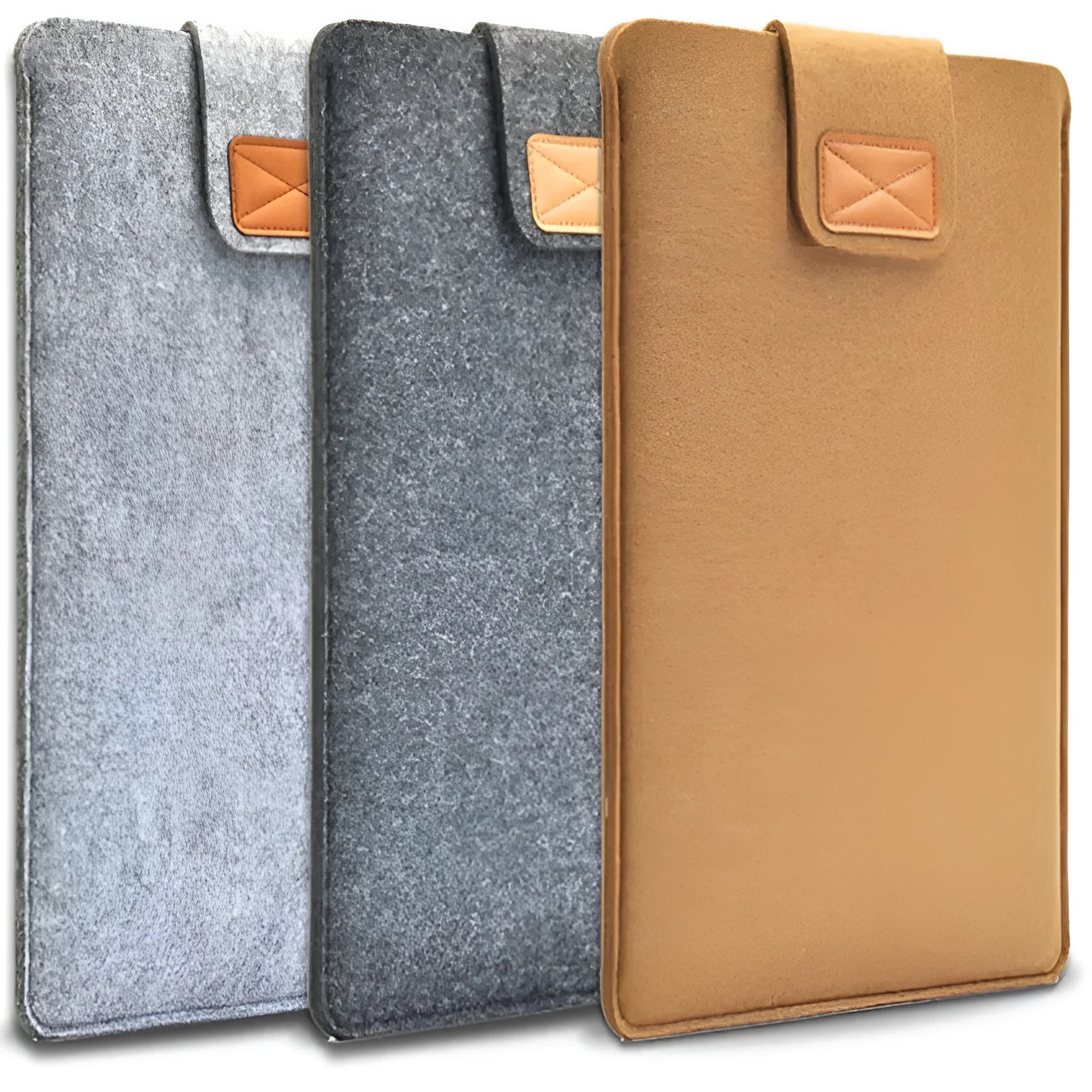 Frosted woven laptop bag with plush felt interior shown open to reveal corner protectors and organised storage