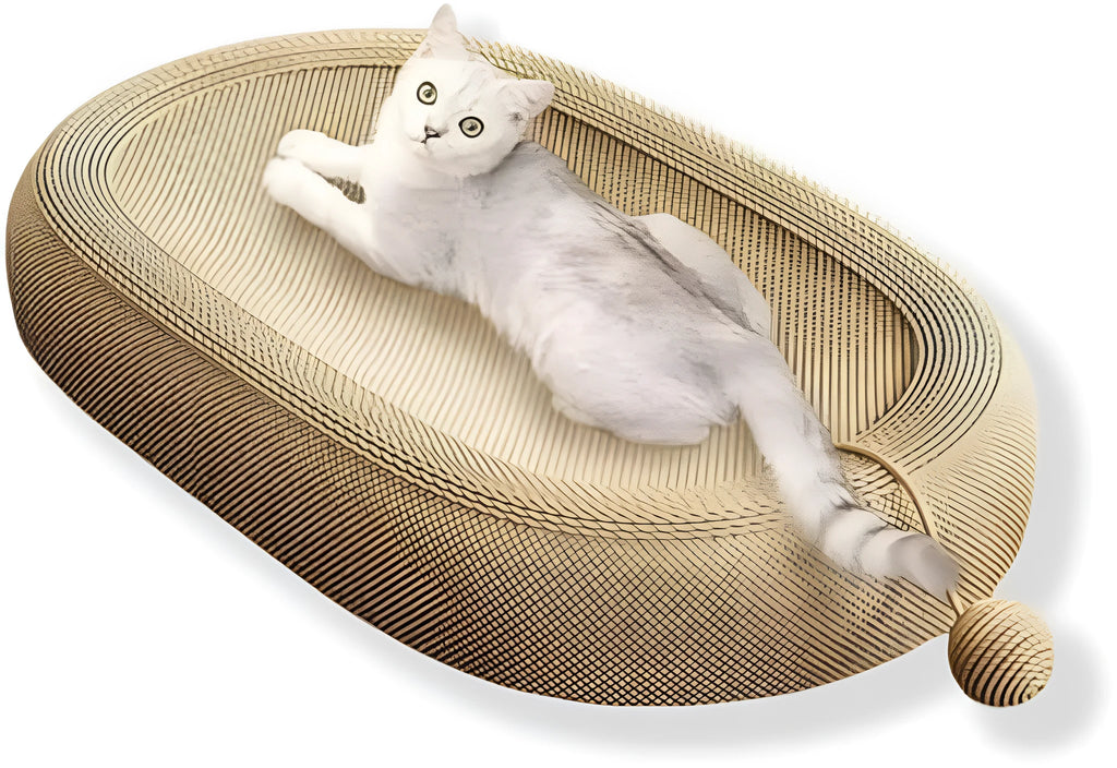 Large natural sisal cat scratching board with integrated lounging platform