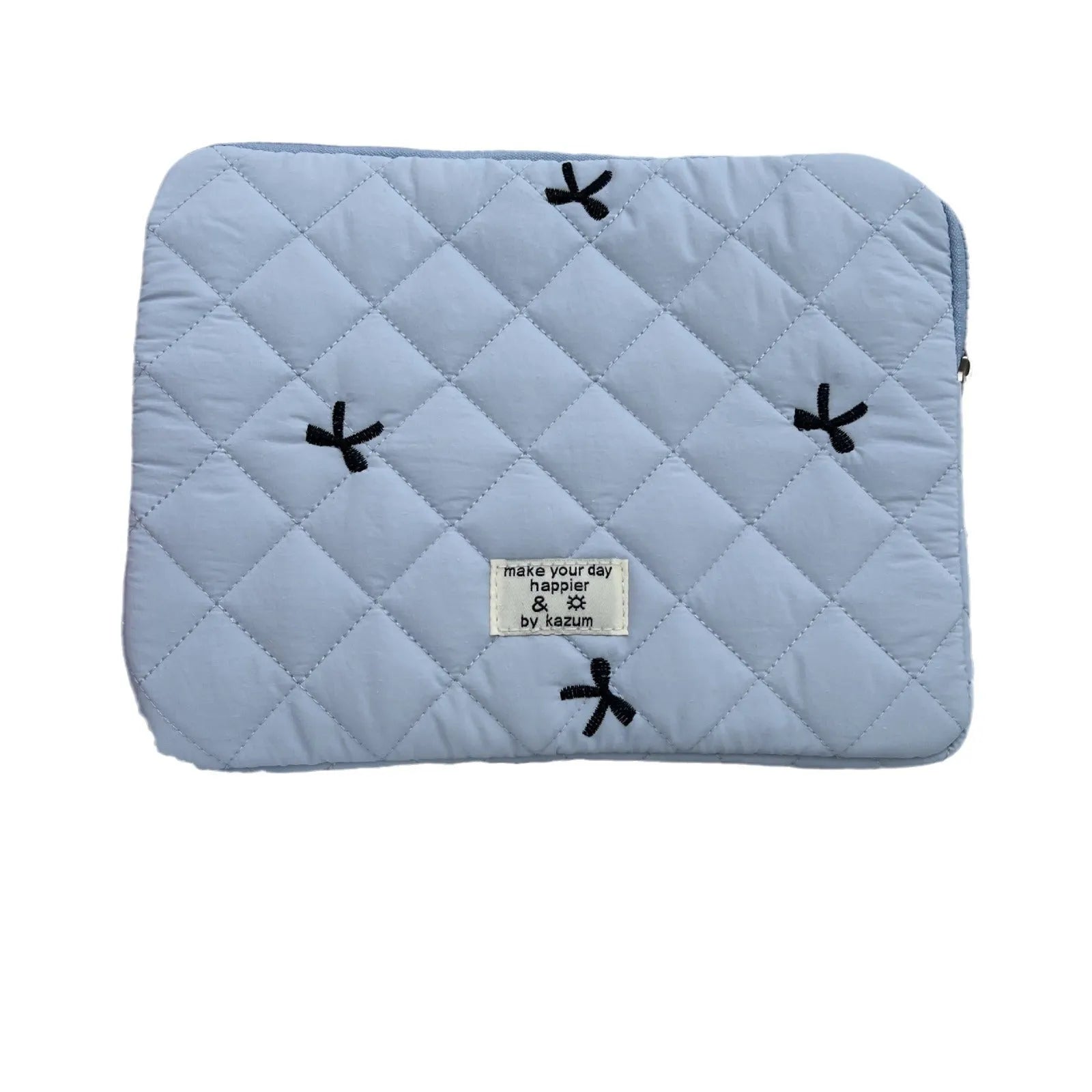 Embroidered rhombus bow design laptop storage bag in nylon material