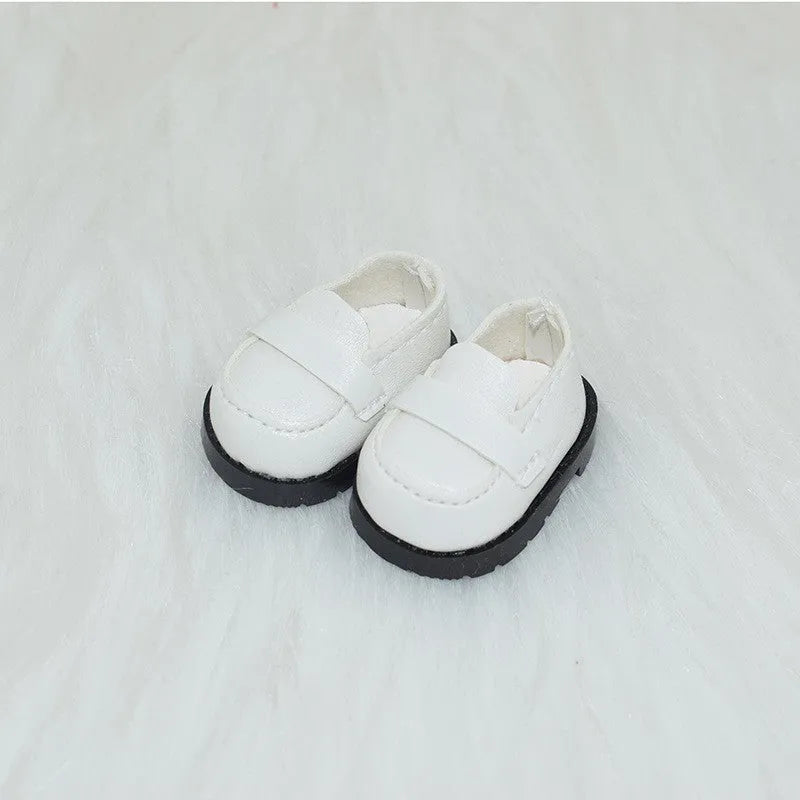 17cm doll replacement shoes in PU polyurethane material showing 3.5cm to 3.8cm height options including boots, leather shoes, and high heels