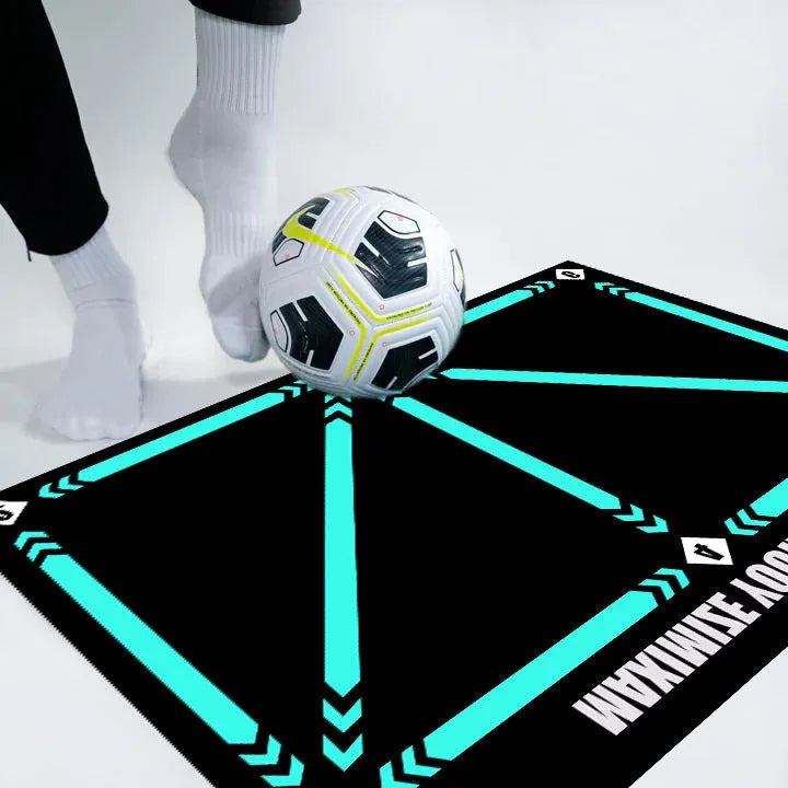 Black rectangular football training mat measuring 60 by 90 centimetres