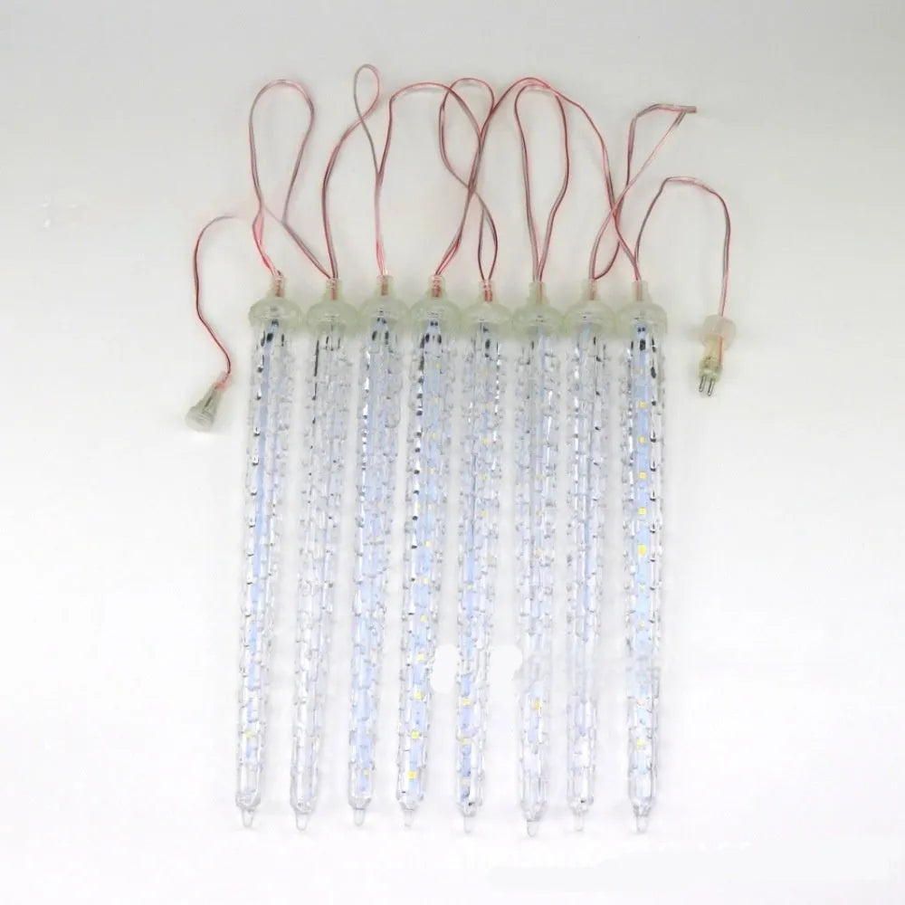 LED ice cone meteor shower solar Christmas ornamental festoon lamp with plastic shell and 30cm strands