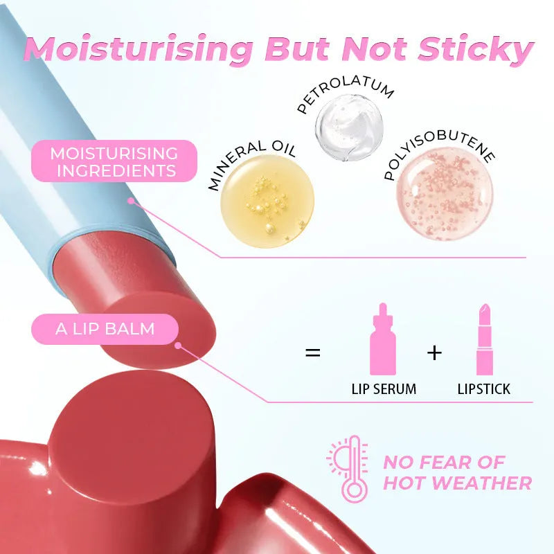 Waterproof and moisturising lipstick tube in one of six available shades.