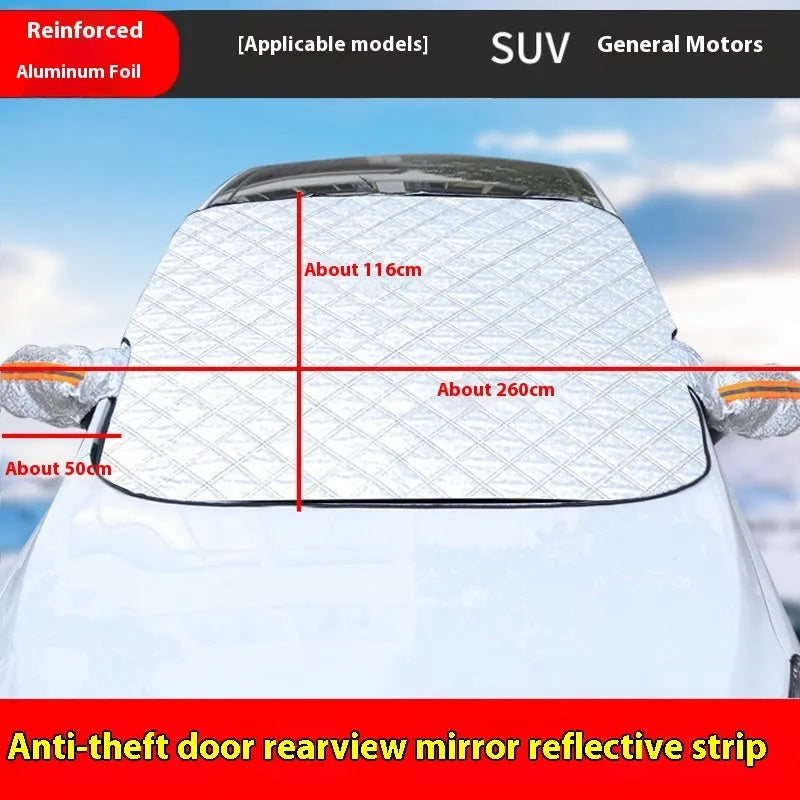 Aluminium foil winter car snow shield for SUV front windshield with magnetic attachments