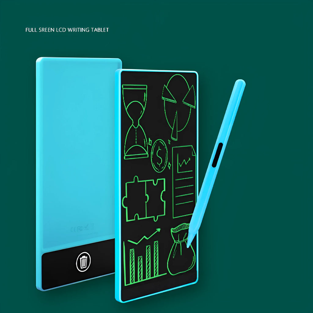 Blue LCD handwriting board with 6.5 inch screen and stylus for student writing