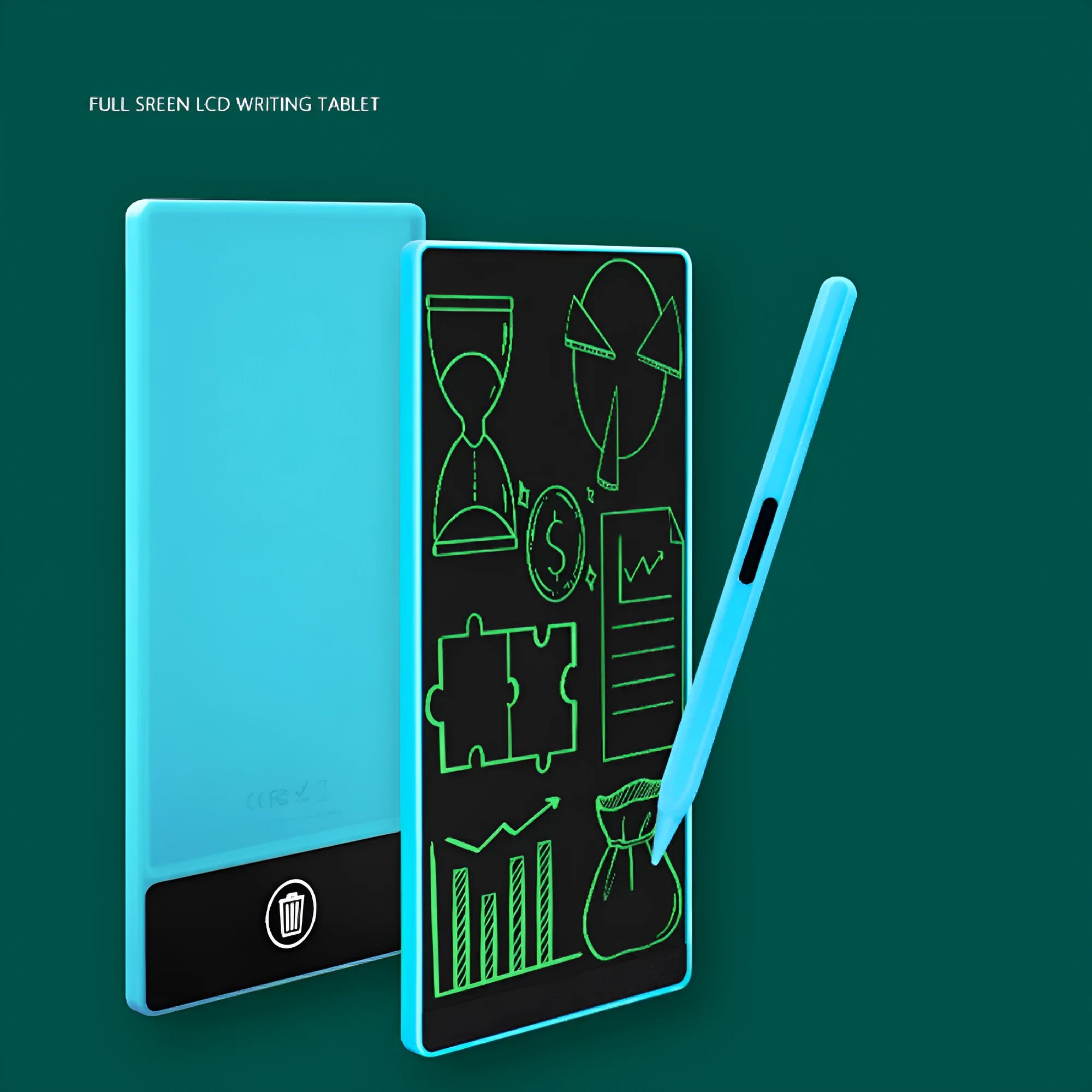 Blue LCD handwriting board with 6.5 inch screen and stylus for student writing