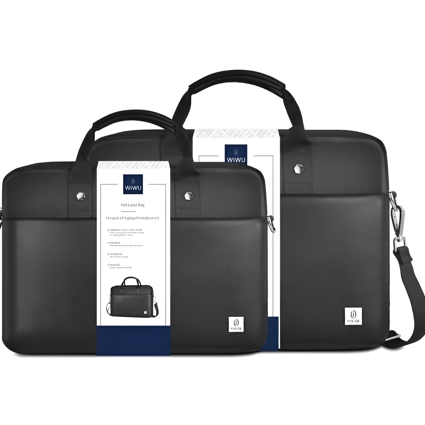 Black Oxford cloth laptop backpack with multiple compartments and a separate padded computer layer.