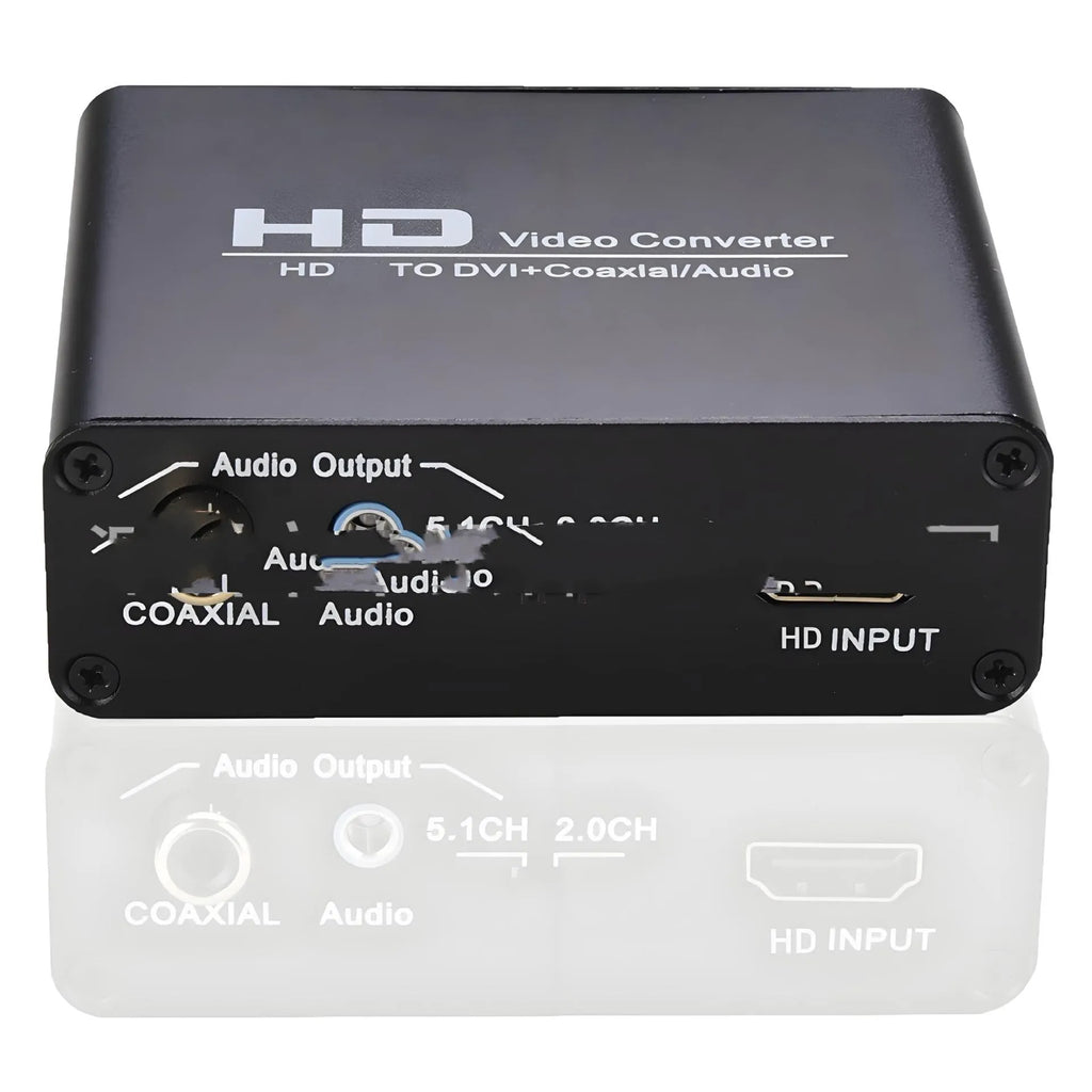 Black HDMI to DVI converter with coaxial audio output and 1.5 metre cable