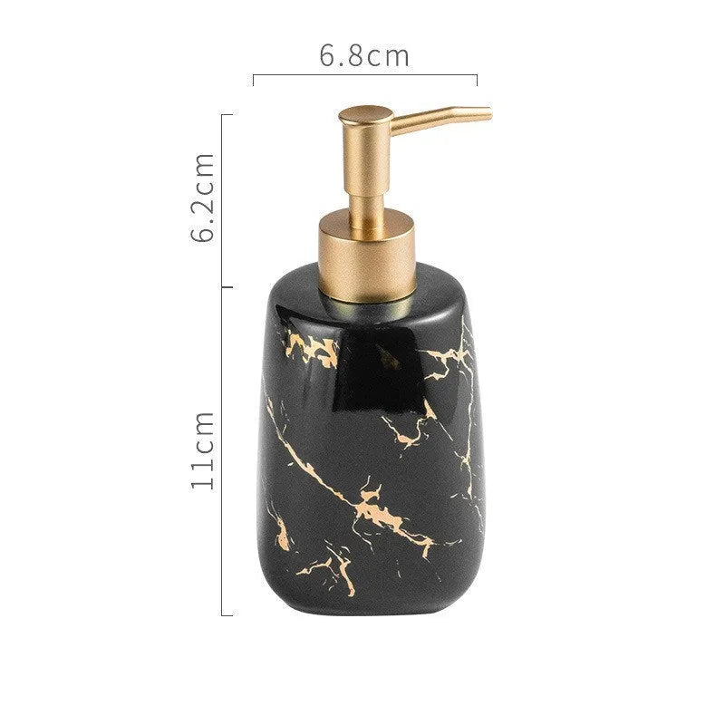 Ceramic bathroom wash set in light luxury style with decal process finish available in black blue or white