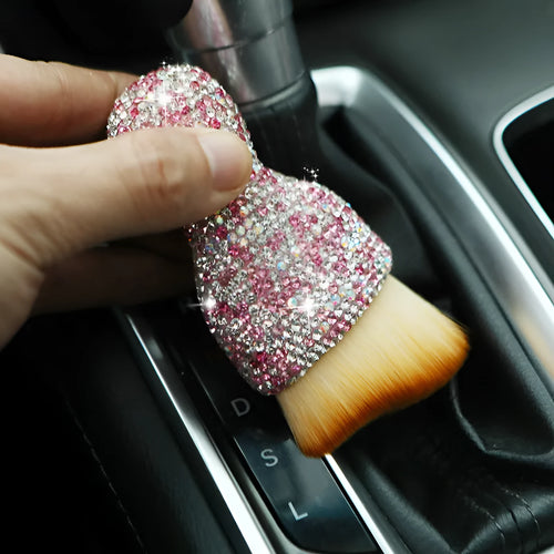 Car interior soft cleaning brush with flexible PVC construction and soft bristles for dashboard and vent dust removal