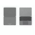 Grey Bluetooth folding keyboard for mobile phones and tablets in folded position