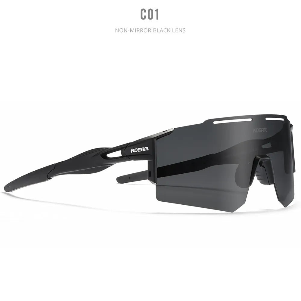 Polarized cycling sunglasses with TR90 frameless sports design in athletic colours