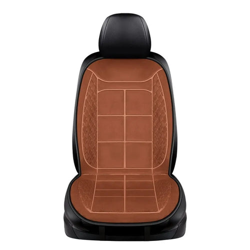 Car heating cushion with automatic temperature control and cotton filler in beige, black or coffee brown