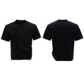 Men's black cotton T-shirt with three-dimensional pleated texture, round neck and short sleeves