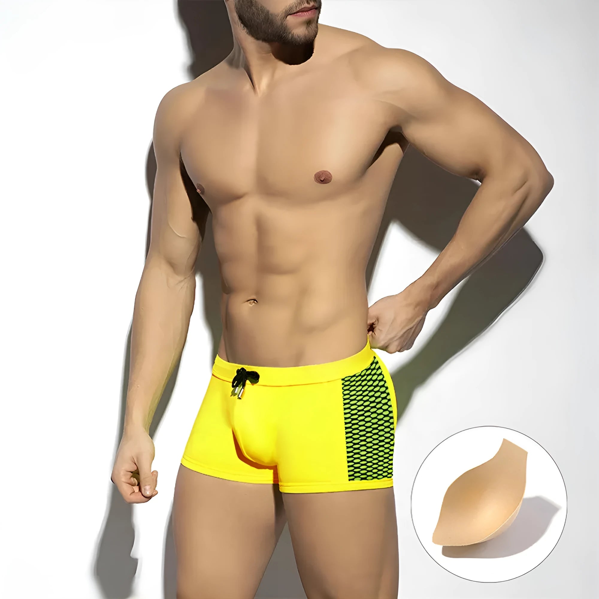 Men's polka dot print swimming boxers in three colours with quick-drying nylon fabric