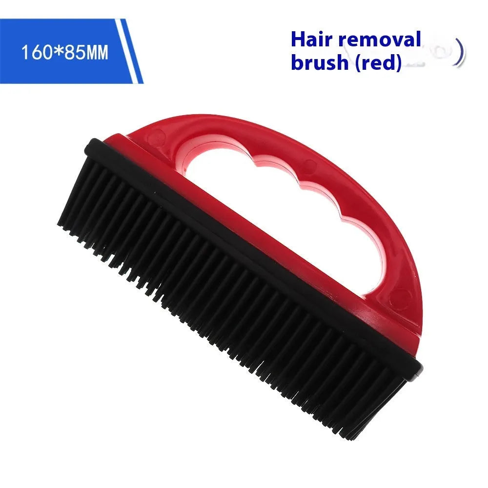 Red pet grooming brush with hair removal function for dogs cats and carpet cleaning