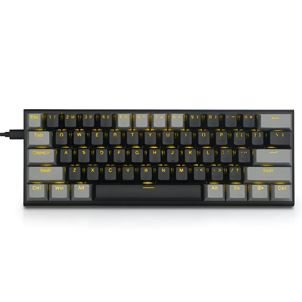 Z11 mechanical keyboard with aluminium case in black and grey colour scheme with green mechanical switches.