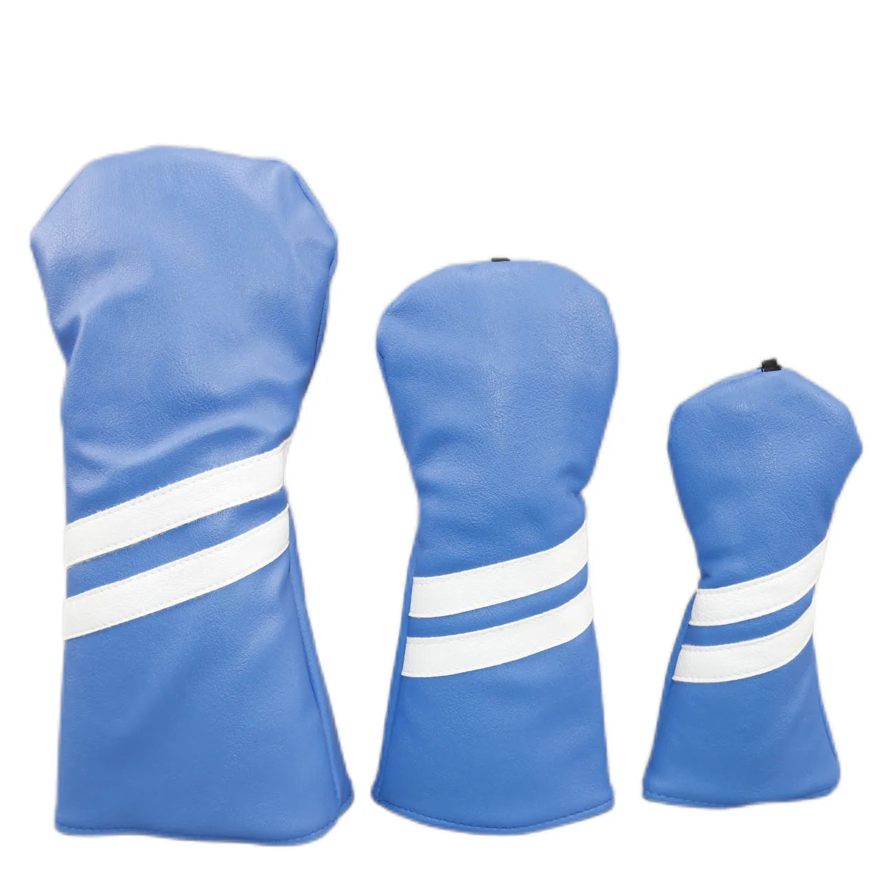 Golf club head cover with two oblique stripes, shown in multiple colours.