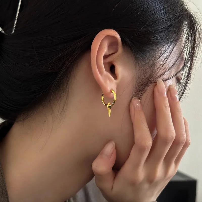 Geometric star ear clips for women with platinum electroplated finish on copper