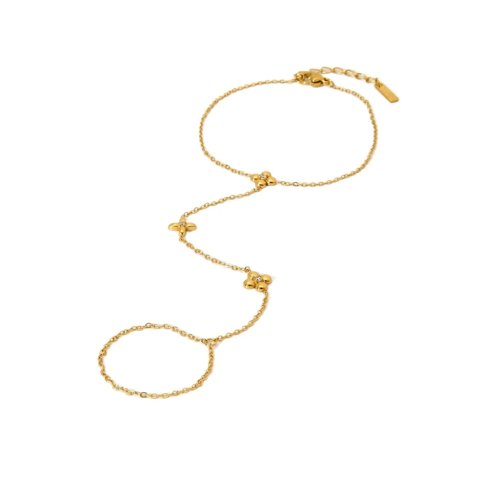 Gold stainless steel bracelet with geometric flower and octagonal star design