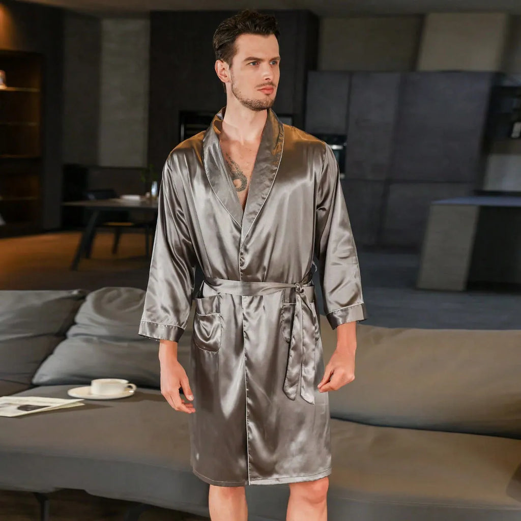 Men's rayon summer bathrobe in multiple colour options with continental sizing for home leisure wear