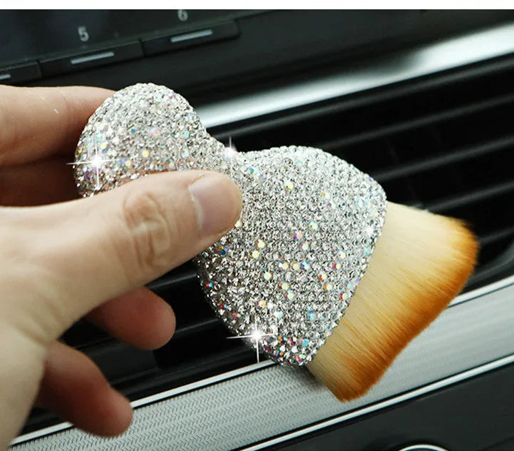 Car interior soft cleaning brush with flexible PVC construction and soft bristles for dashboard and vent dust removal