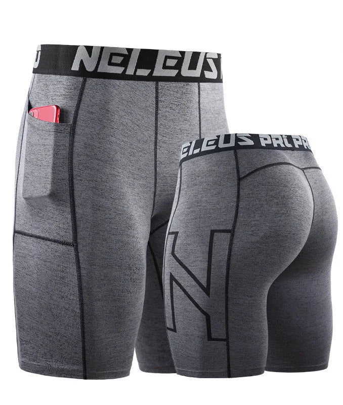 Men's black quick-dry polyester running shorts for summer fitness and sports