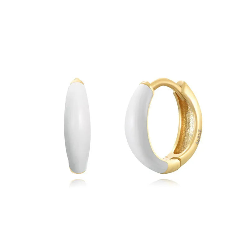 Curved U-shaped oval earrings with a glossy epoxy finish in a choice of seven colours.