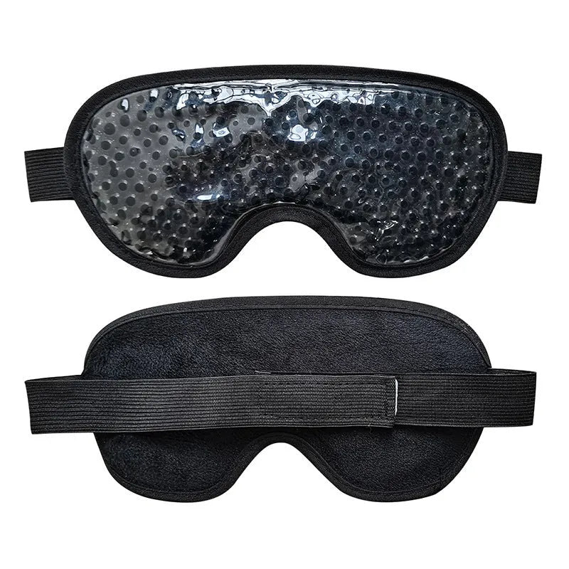 White portable cold and hot compress eye mask with USB charging cable and accessories