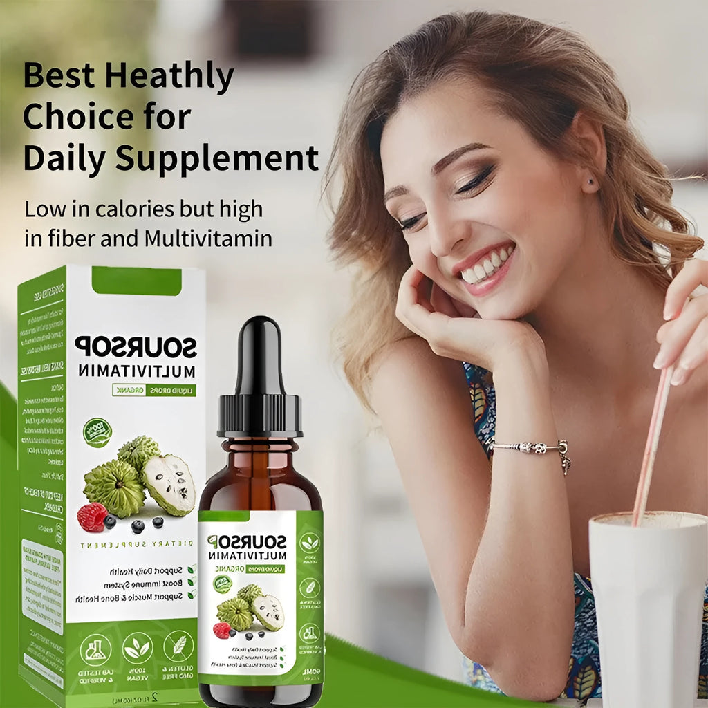 60ml bottle of Annona prickly fruit lychee flavour care drops with dropper for adult herbal supplementation