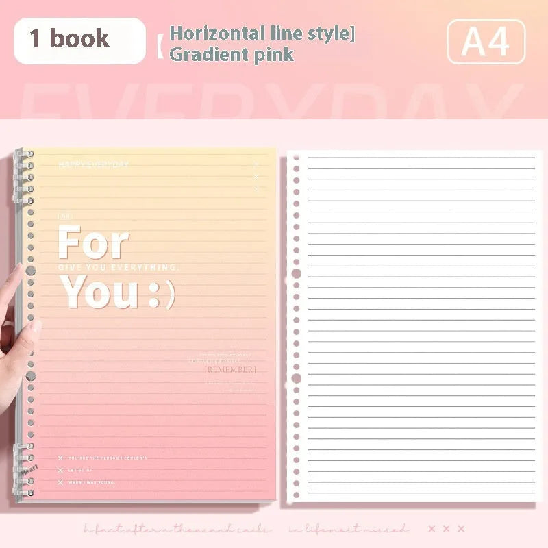 Removable coil gradient notepad with PP cover in blue, green, pink, and purple colours