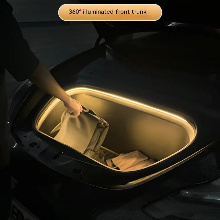 Tesla Model 3 Y front backup box ambience light interior modification with soft silicone light bar