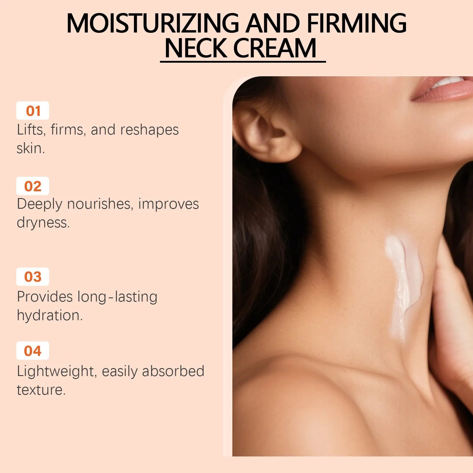 50g neck moisturising cream in 6.3cm square jar with pump dispenser
